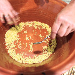 making fregola pasta, a Sardinian cous-cous like pasta