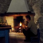 cooking a piglet in the fireplace
