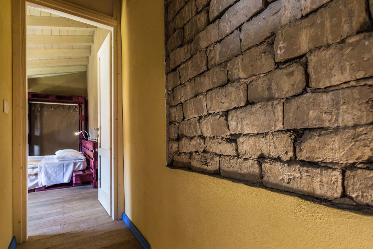 particular of wall showing unfired mud-bricks